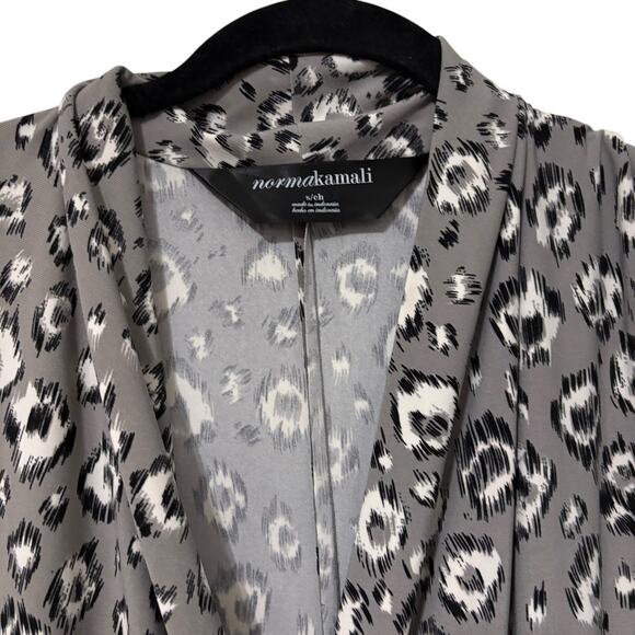 Norma Kamali Grey Leopard Animal Print Long Sleeve Mini Dress Size Small - Picture 2 of 5